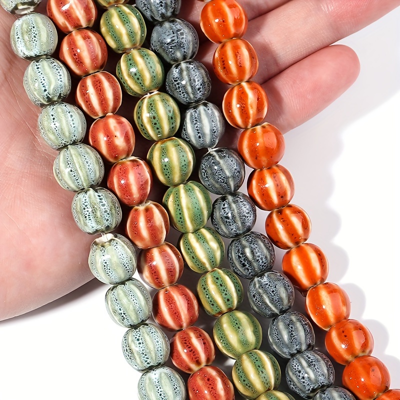 Colorful Ceramic Pumpkin Beads for DIY Jewelry Making Kit